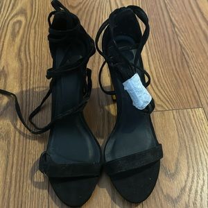 Charlotte Russe Black and Gold Heels